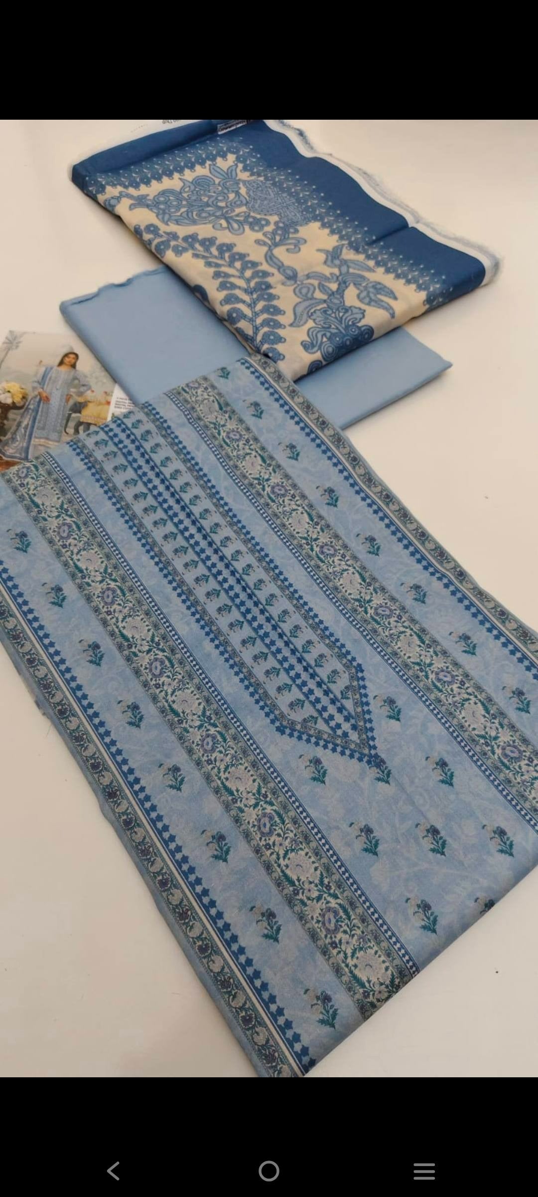 *Mausummery 💯 original 3pc suit* Digital printed lawn shirt Digital printed voil dupata Dyed trouser