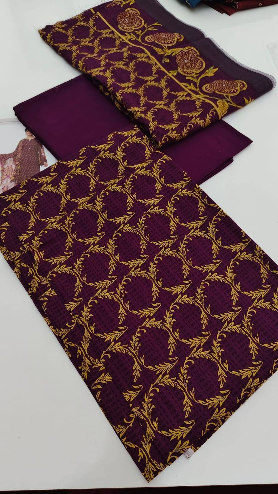 *Nishat 💯 original 3pc lawn suit* Digital printed lawn shirt 3meter Digital printed voil dupata 2.5 meter Plain dyed cambric lawn trouser