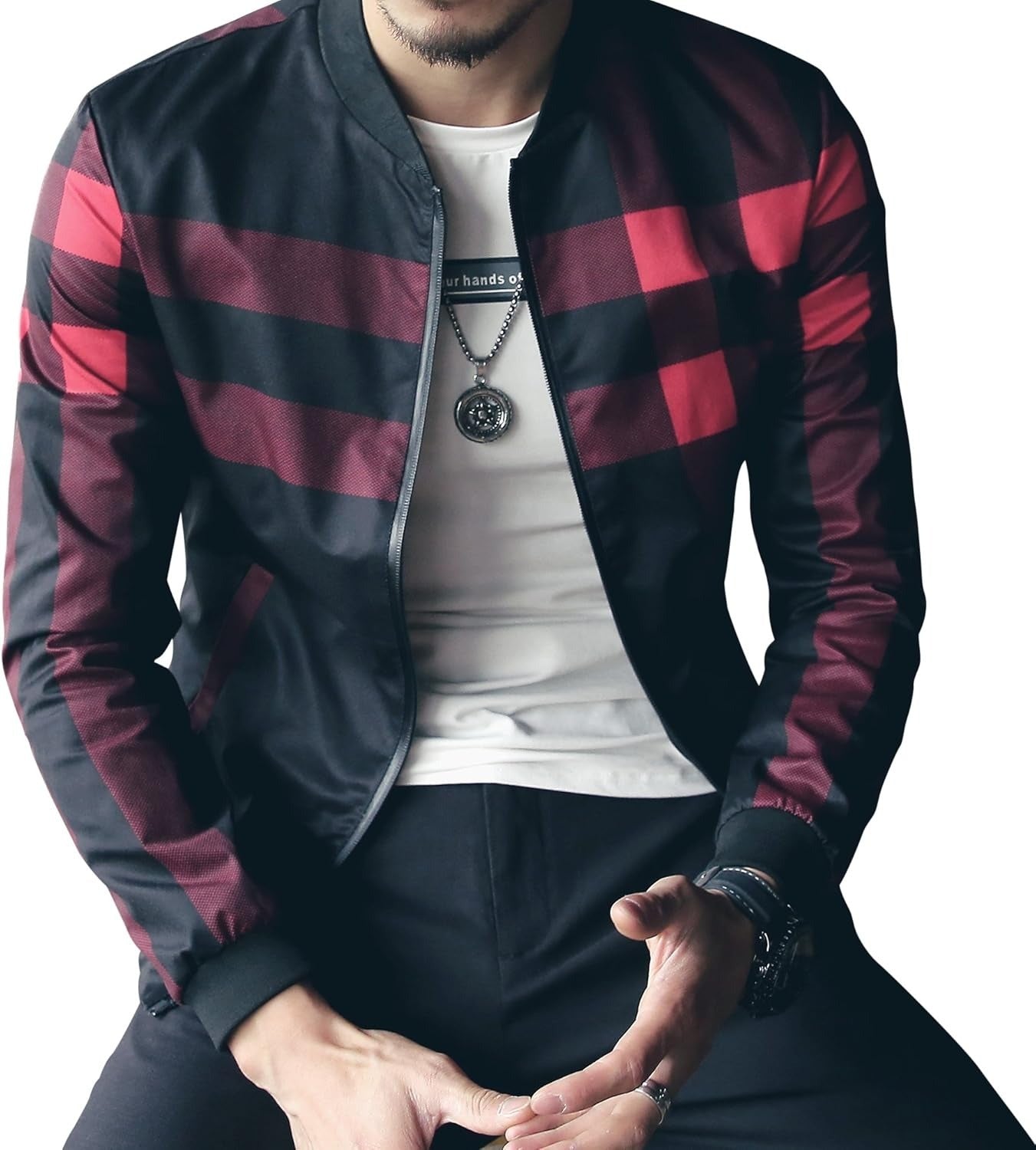 Men’s Stylish Zipper Jacket With Contrast Checked Zipper | Jacket For Men’s & Boys | Stylish Jacket For Formal & Casual Wear | Checked Design Jacket