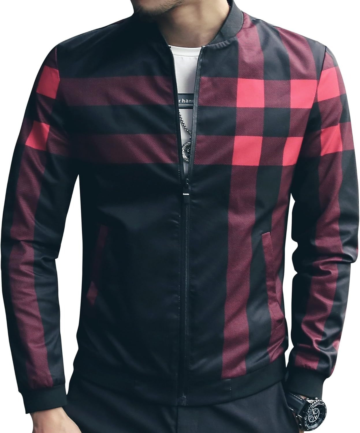 Men’s Stylish Zipper Jacket With Contrast Checked Zipper | Jacket For Men’s & Boys | Stylish Jacket For Formal & Casual Wear | Checked Design Jacket