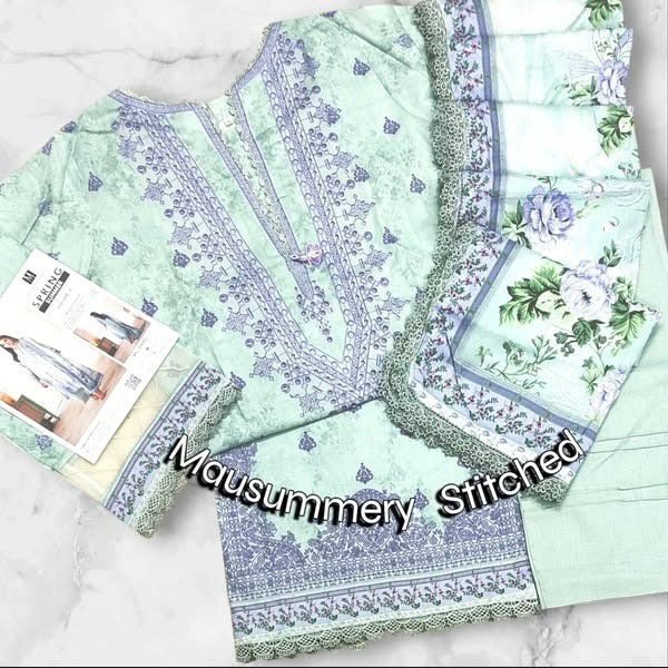 *MAUSUMMERY Printed Lawn 3PC Vol 4* 3Pcs Stitched Lawn Collection Sizes : Medium, Large,Extra Large