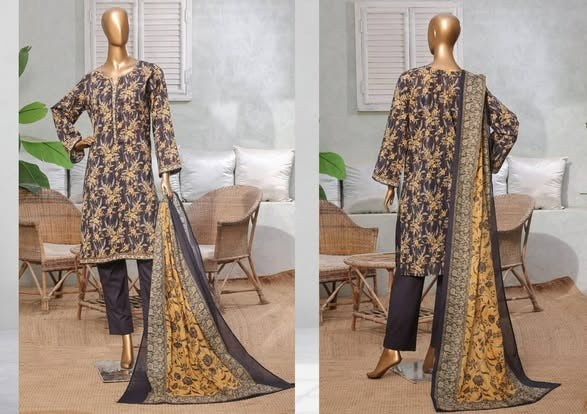Binsaeed digital printed Lawn 3pc stitched Size Mentioned on picture