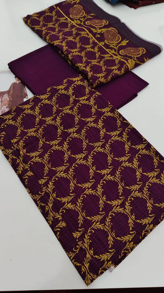 *Nishat 💯 original 3pc lawn suit* Digital printed lawn shirt 3meter Digital printed voil dupata 2.5 meter Plain dyed cambric lawn trouser