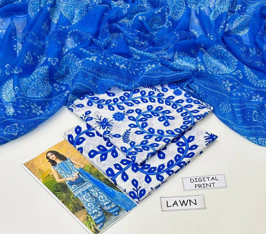 Maria.B printed lawn shirt printed lawn trouser printed chiffon dupatta
