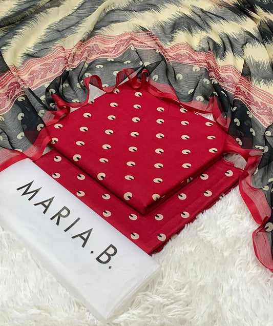 Maria.B printed lawn shirt printed lawn trouser printed chiffon dupatta