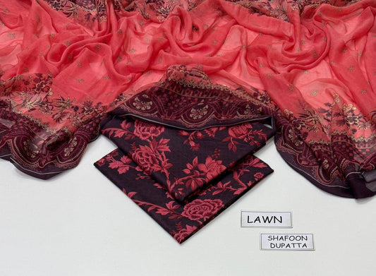 Maria.B printed lawn shirt printed lawn trouser printed chiffon dupatta