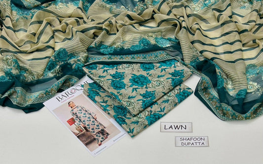 Maria.B printed lawn shirt printed lawn trouser printed chiffon dupatta