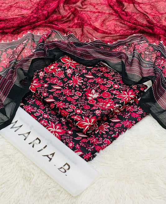 Maria.B printed lawn shirt printed lawn trouser printed chiffon dupatta
