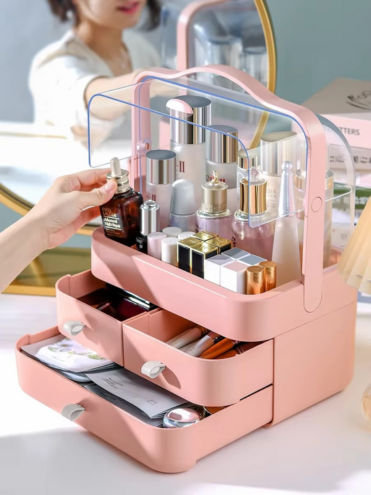 Multi-functional Acrylic Cosmetic Organizer With Multiple Drawers – Elegant Storage Solution For Makeup, Skincare Products, And Beauty Accessories – Random Color