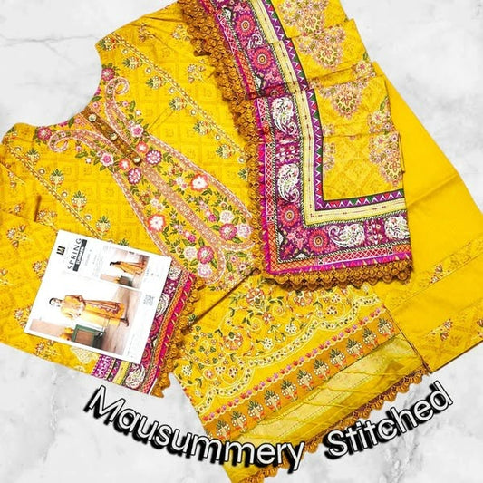 *MAUSUMMERY Printed Lawn 3PC Vol 4* 3Pcs Stitched Lawn Collection  Sizes : Medium, Large,Extra Large