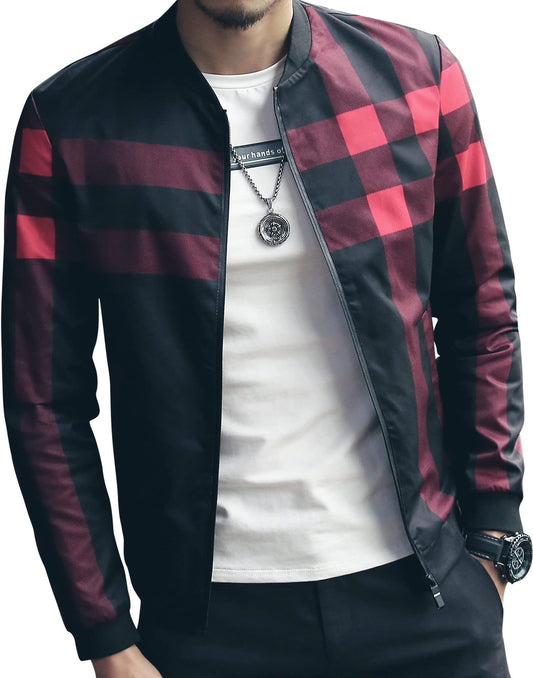 Men’s Stylish Zipper Jacket With Contrast Checked Zipper | Jacket For Men’s & Boys | Stylish Jacket For Formal & Casual Wear | Checked Design Jacket