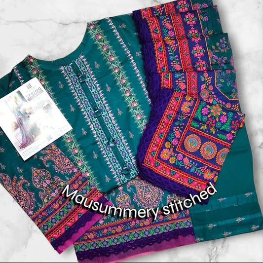 *MAUSUMMERY Printed Lawn 3PC Vol 4* 3Pcs Stitched Lawn Collection  Sizes : Medium, Large,Extra Large